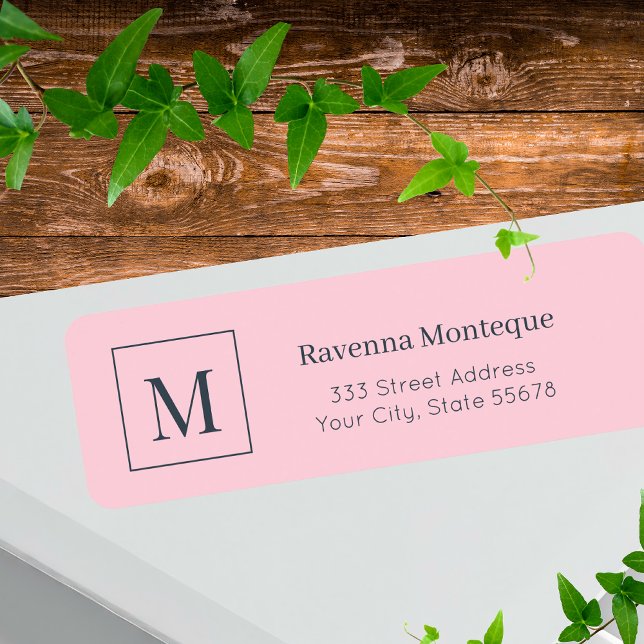 Pastel Pink Elegant Personalized Monogram Name Label (Creator Uploaded)