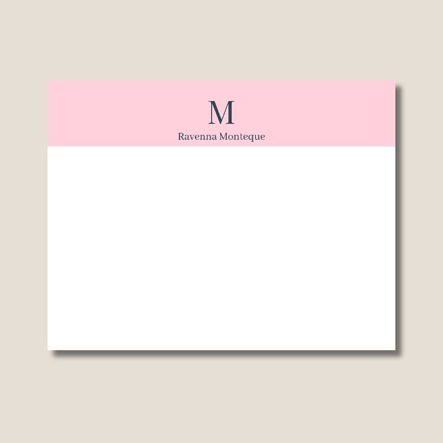 Pastel Pink Elegant Personalized Name Note Card (Creator Uploaded)