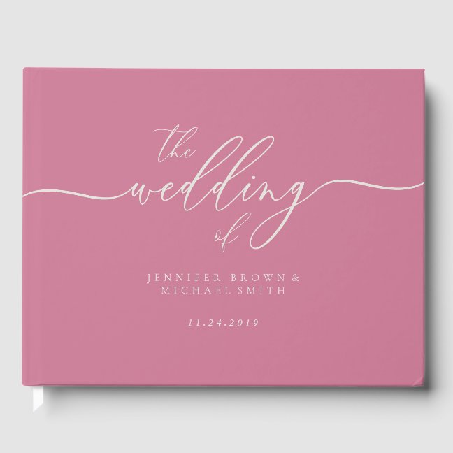 Pastel Pink Elegant Wedding Calligraphy Guest Book