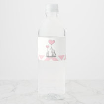 Pastel Pink Elephant Girl Baby Shower Water Bottle Label