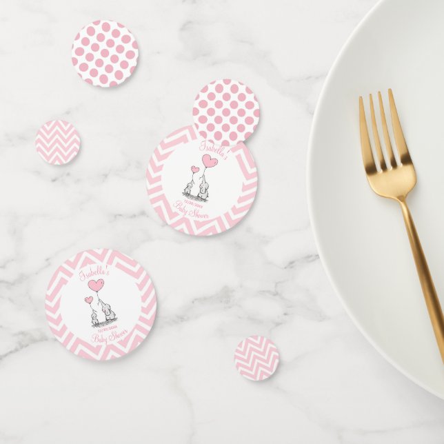 Pastel Pink Elephant Personalized Baby Girl Confetti (Group)