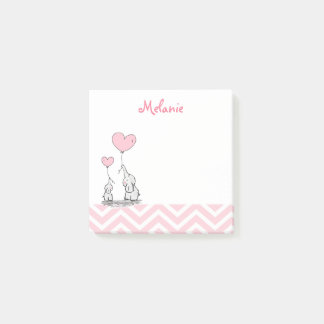 Pastel Pink Elephant Personalized Baby Girl Post-it Notes