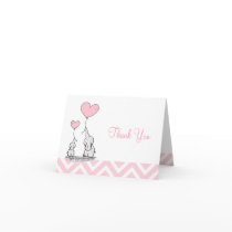 Pastel Pink Elephant Personalized Baby Girl Thank You Card