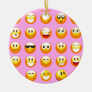 pastel pink emoji ceramic ornament