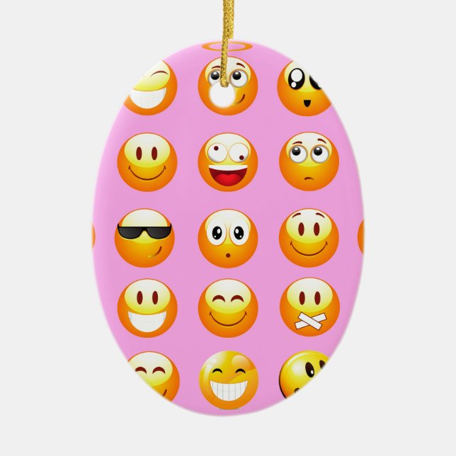 pastel pink emoji ceramic ornament (Front)
