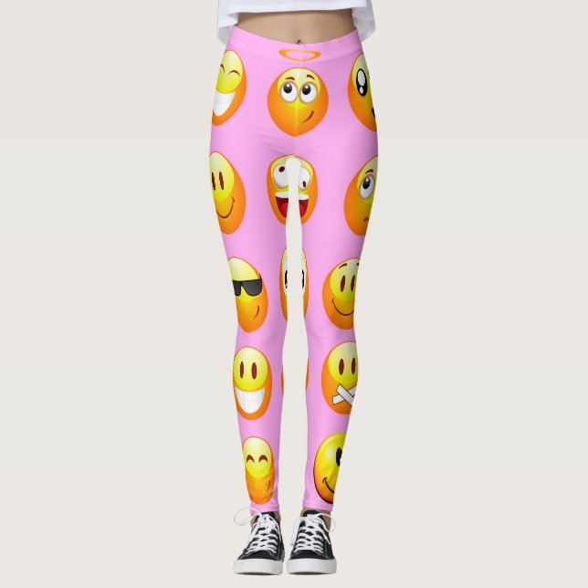 pastel pink emoji leggings (Front)