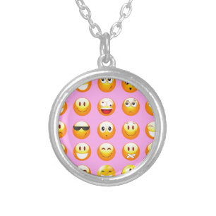 pastel pink emoji silver plated necklace