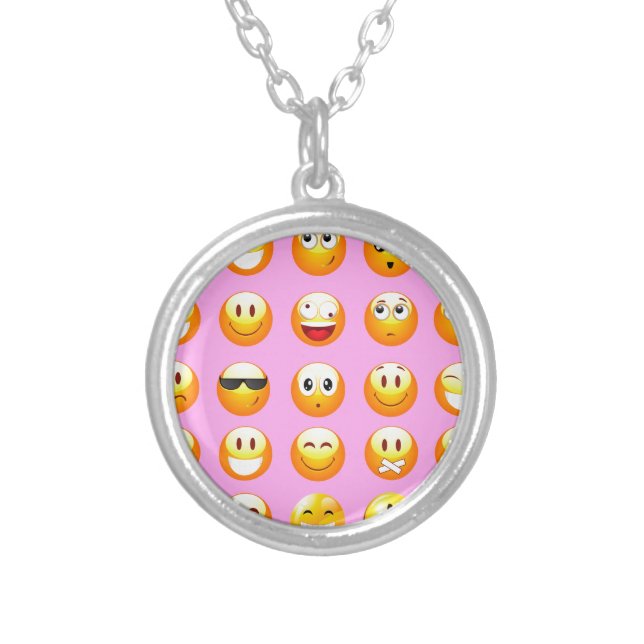pastel pink emoji silver plated necklace (Front)