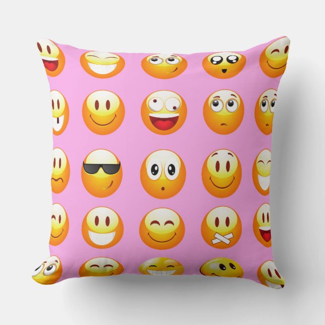 pastel pink emoji throw pillow (Front)