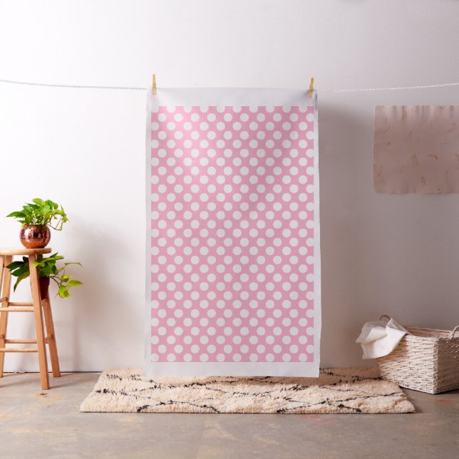 Pastel Pink Fabric with Large White Polka Dots (In Situ)