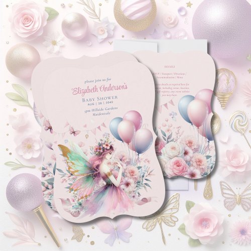 Pastel Pink Fairy Roses Baby Shower Elegant Soft Invitation