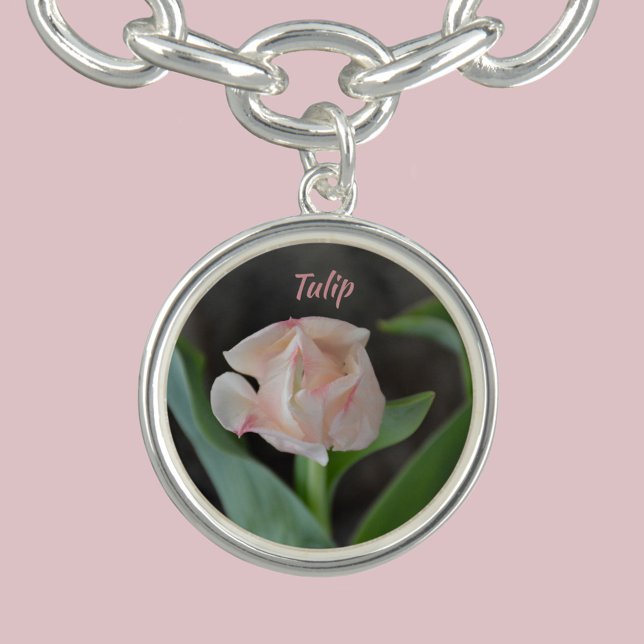 Pastel Pink Fancy Tulip Floral Silver Plated Necklace (Creator Uploaded)