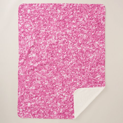 Pastel Pink Faux Glitter Print Sherpa Blanket
