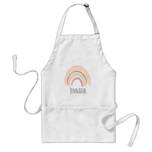 Pastel Pink & Faux Glitter Rainbow Boho Adult Apron