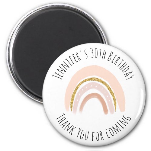Pastel Pink  Faux Glitter Rainbow Event Thank You Magnet