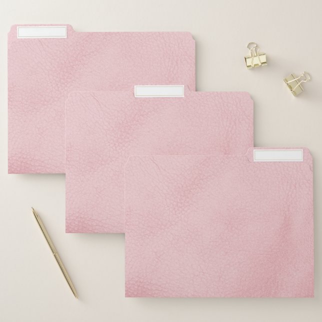 Pastel Pink Faux Leather Image File Folder (Set)