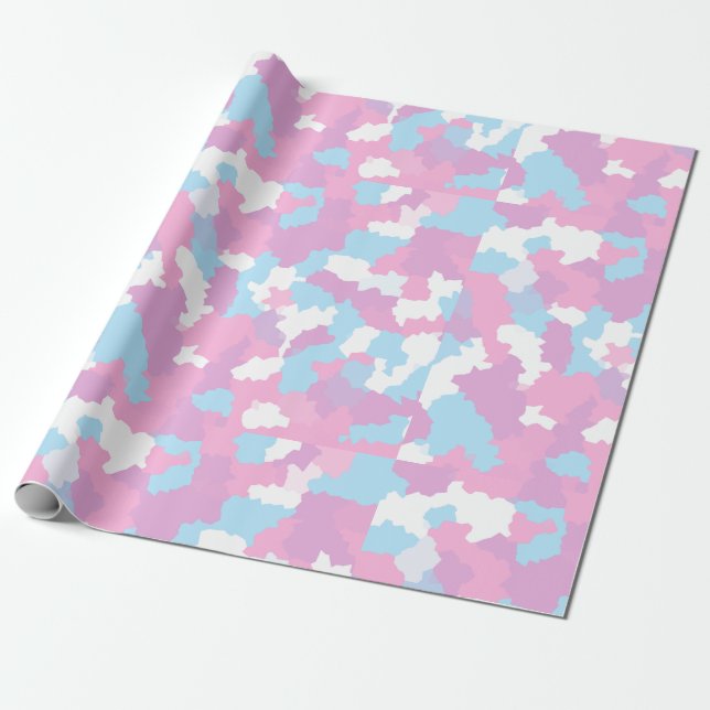 Pastel Pink Feminine Abstract Camouflage Pattern Wrapping Paper (Unrolled)