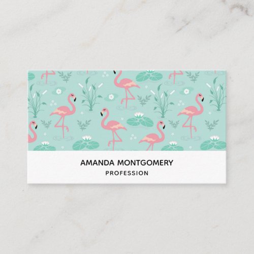 Pastel Pink Flamingos Pattern Business Card