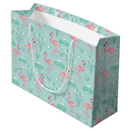 Pastel Pink Flamingos Pattern Large Gift Bag