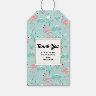 Pastel Pink Flamingos Pattern Thank You Gift Tags