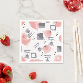 Pastel Pink Floral Abstract Paper Napkin, Modern G Napkins