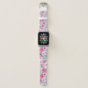 Pastel Pink Floral Abstract Pattern Apple Watch Band