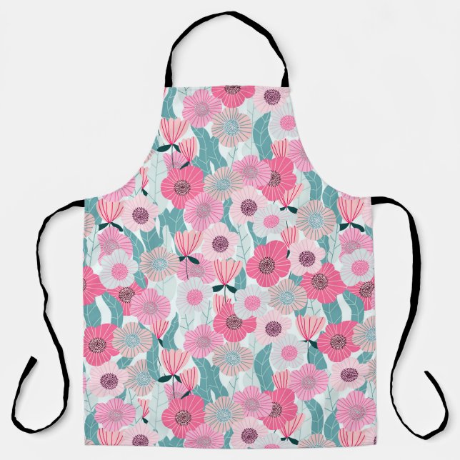 Pastel Pink Floral Abstract Pattern Apron (Front)