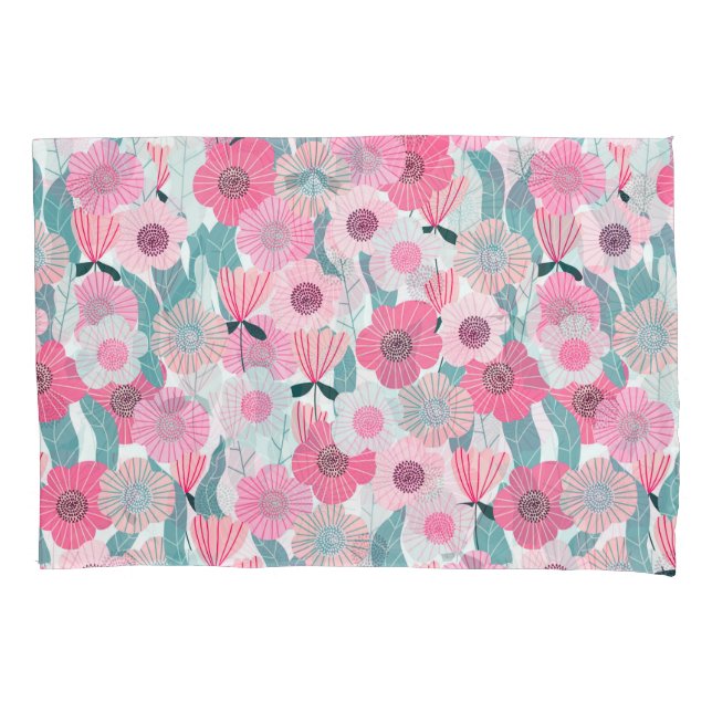 Pastel Pink Floral Abstract Pattern Pillow Case (Front)