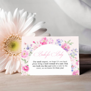 Pastel Pink Floral Arch Baby Shower Books For Baby Enclosure Card