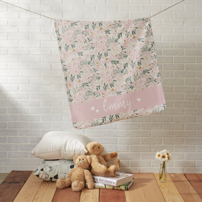 Pastel Pink Floral Baby Blanket (In Situ)