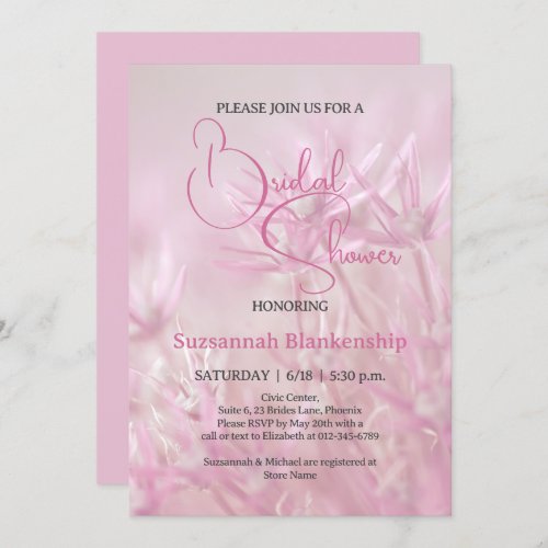Pastel Pink Floral Background Bridal Shower  Invitation