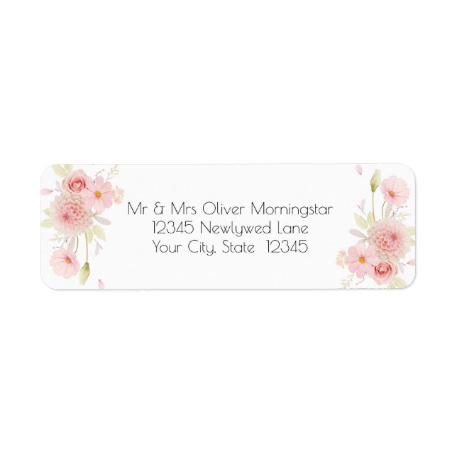 Pastel  Pink  Floral Bouquet  Label (Front)