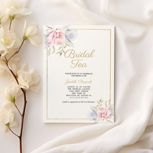 Pastel pink floral bridal tea party Bridal Shower  Invitation