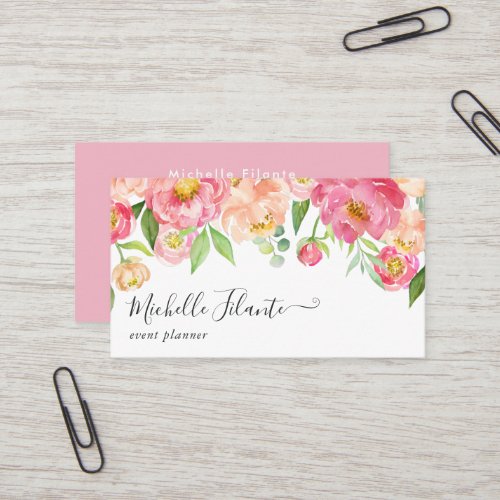 Pastel Pink Floral Business Card
