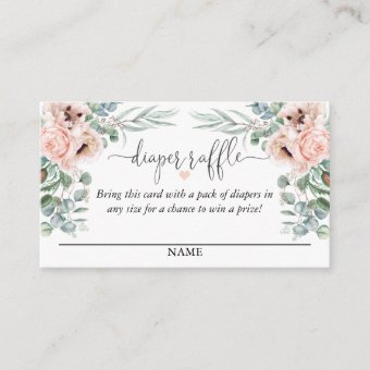 Pastel Pink Floral Diaper Raffle Script Text Enclosure Card | Zazzle