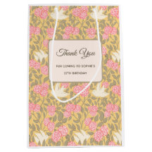 Pastel Pink Floral Dove Pattern Gift and Favor Bag