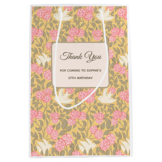 Pastel Pink Floral Dove Pattern Gift and Favor Bag