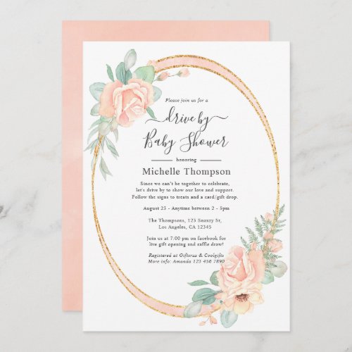 Pastel Pink Floral Drive By Shower Invitation