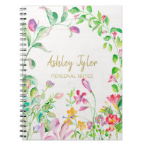 Pastel Pink floral girly cute personalized Notebook