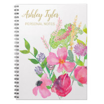 Pastel Pink floral girly cute personalized Notebook