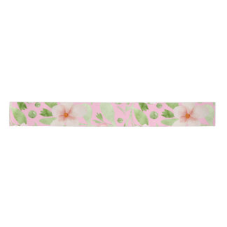 Pastel Pink Floral Pattern - Soft Blush Flowers  Satin Ribbon
