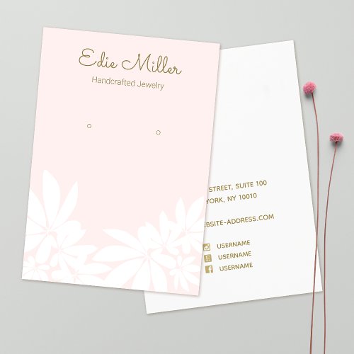 Pastel Pink Floral Script Font  Earring