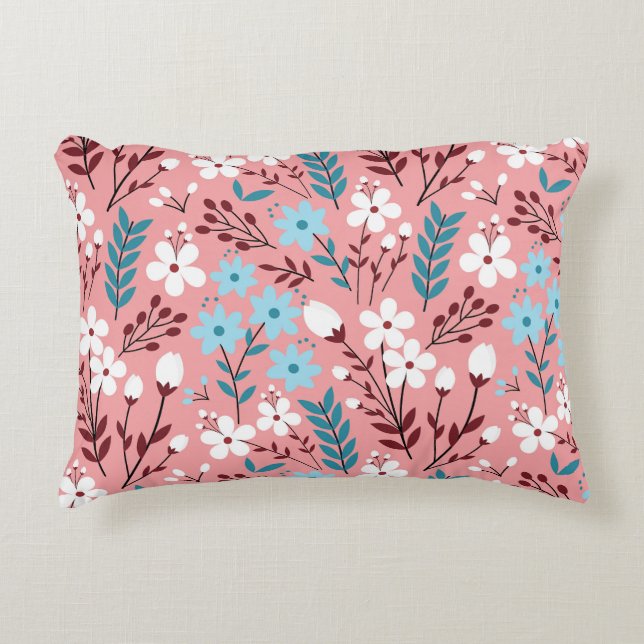 Pastel Pink Floral Seamless Pattern. Accent Pillow (Front)