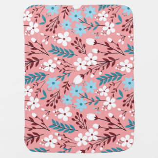Pastel Pink Floral Seamless Pattern. Baby Blanket