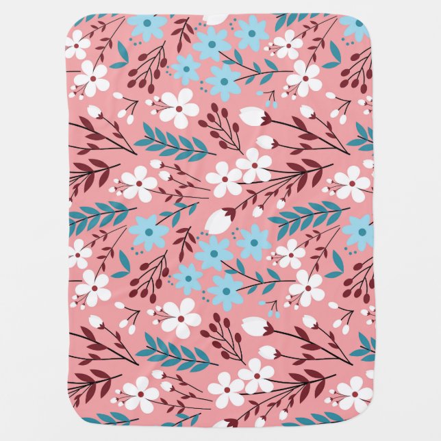 Pastel Pink Floral Seamless Pattern. Baby Blanket (Front)