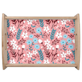 Pastel Pink Floral Seamless Pattern. Serving Tray