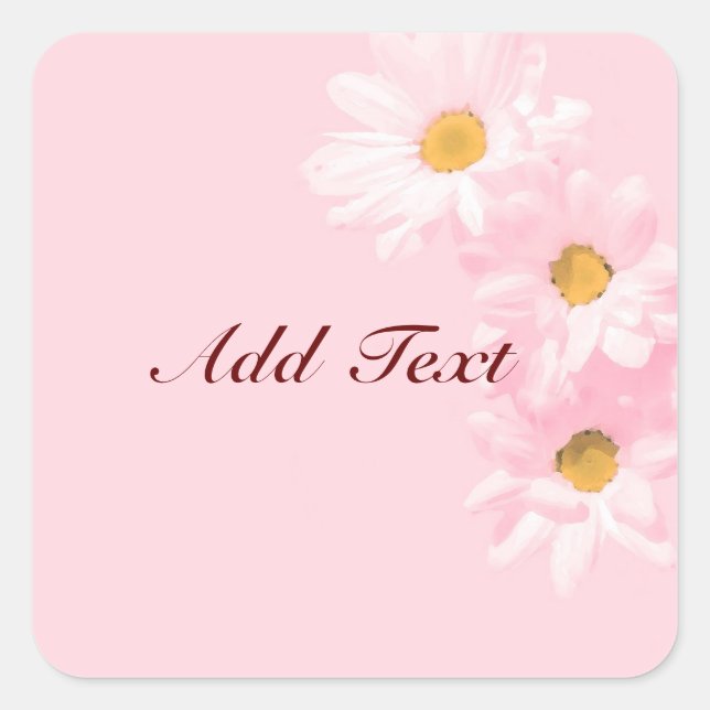 Pastel Pink Floral Template, customize, Square Sticker (Front)