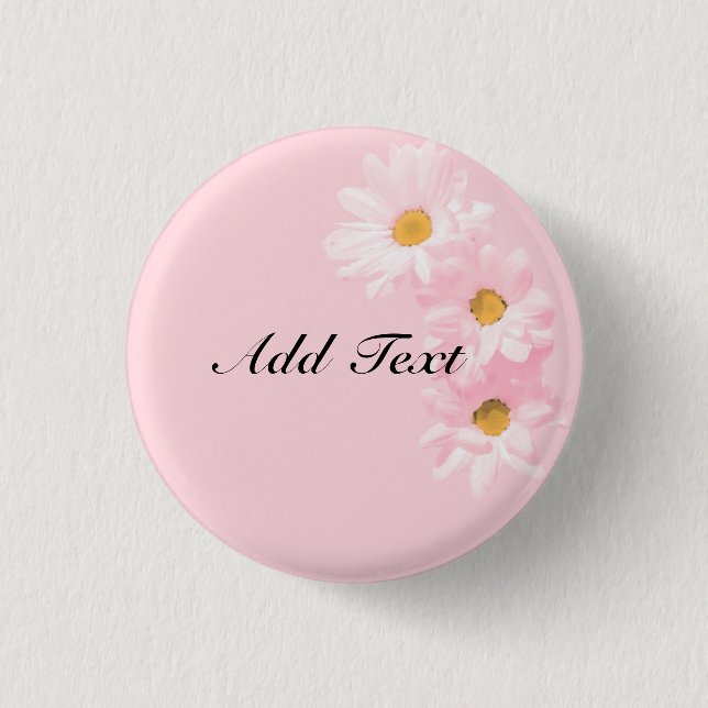 Pastel Pink Floral Template, Ready to Customize. Pinback Button (Front)