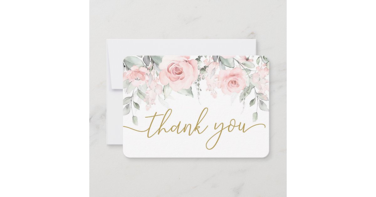 Pastel pink floral thank you card | Zazzle