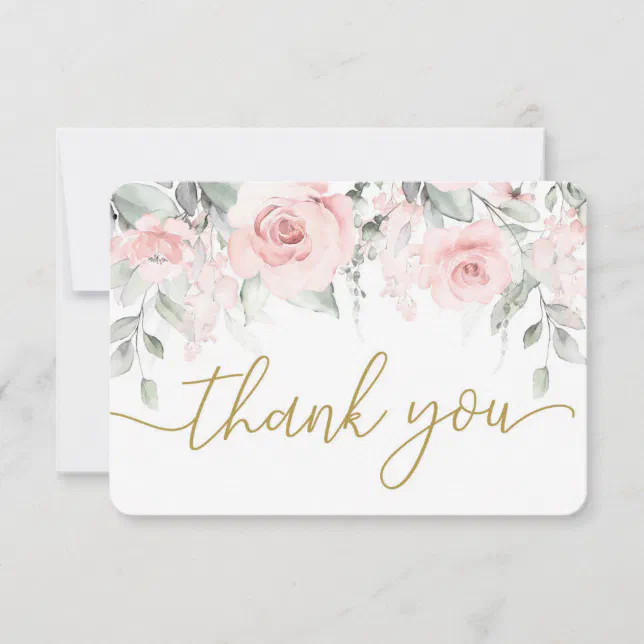 Pastel pink floral thank you card | Zazzle